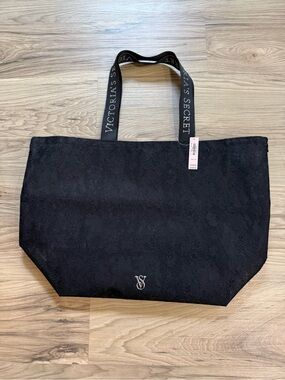 Victoria's Secret Black Lace-Effect Tote NWT